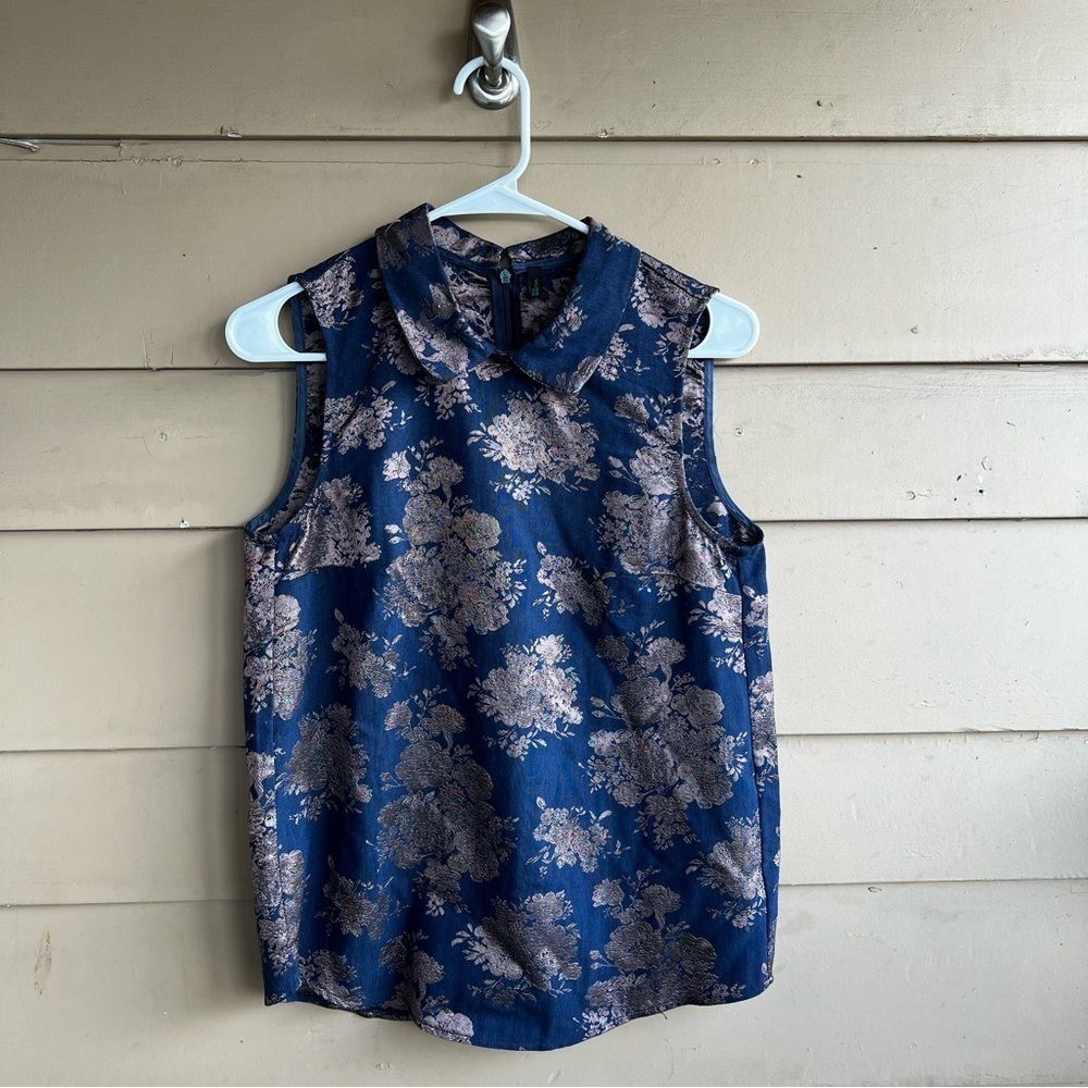 Stile Benetton Floral Collared Blouse - Size Small - Modest Business Casual